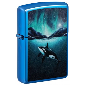 Зажигалка ZIPPO Whale с покрытием High Polish Blue, латунь/сталь, синяя, глянцевая, 38x13x57 мм