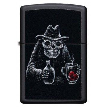 Зажигалка ZIPPO Bar Skull Design с покрытием Black Matte, латунь/сталь, чёрная, матовая, 38x13x57 мм-1