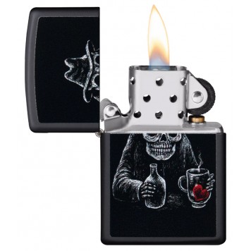 Зажигалка ZIPPO Bar Skull Design с покрытием Black Matte, латунь/сталь, чёрная, матовая, 38x13x57 мм-2