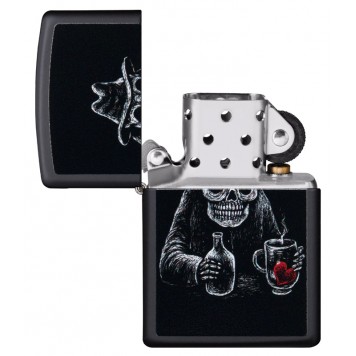 Зажигалка ZIPPO Bar Skull Design с покрытием Black Matte, латунь/сталь, чёрная, матовая, 38x13x57 мм-3