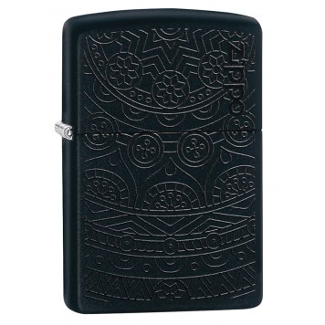 Зажигалка ZIPPO Tone on Tone Design с покрытием Black Matte, латунь/сталь, чёрная, 38x13x57 мм