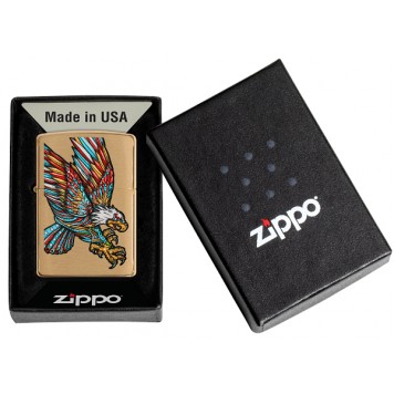 Зажигалка ZIPPO Tattoo Eagle с покрытием Brushed Brass, медь/сталь, золотистая, матовая, 38x13x57 мм-4