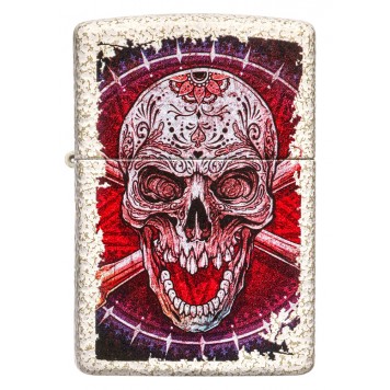 Зажигалка ZIPPO Skull Design с покрытием Mercury Glass, латунь/сталь, белая, 38x13x57 мм-3