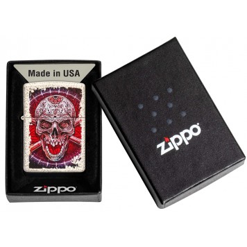 Зажигалка ZIPPO Skull Design с покрытием Mercury Glass, латунь/сталь, белая, 38x13x57 мм-5