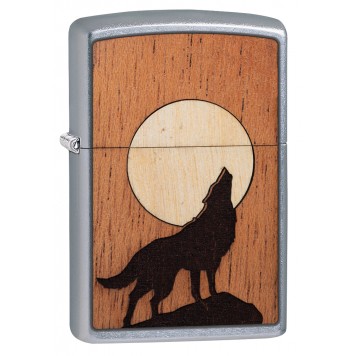 Зажигалка ZIPPO WOODCHUCK с покрытием Street Chrome™, латунь/сталь/дерево, серебристая, 38x13x57 мм