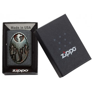 Зажигалка ZIPPO Metal Dragon Shield Design с покрытием Iron Stone™, латунь/сталь, серая, 38x13x57 мм-6