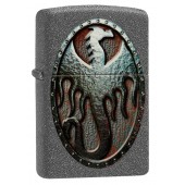 Зажигалка ZIPPO Metal Dragon Shield Design с покрытием Iron Stone™, латунь/сталь, серая, 38x13x57 мм