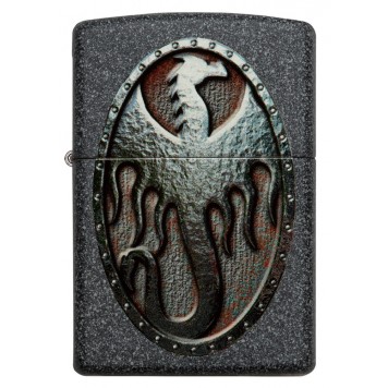 Зажигалка ZIPPO Metal Dragon Shield Design с покрытием Iron Stone™, латунь/сталь, серая, 38x13x57 мм-4