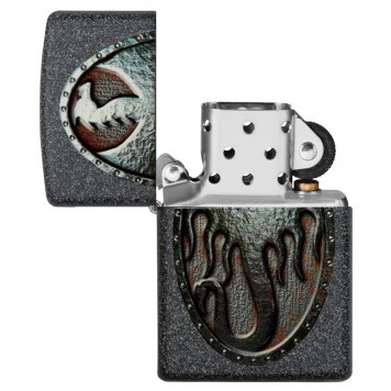 Зажигалка ZIPPO Metal Dragon Shield Design с покрытием Iron Stone™, латунь/сталь, серая, 38x13x57 мм-2