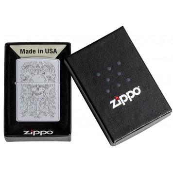 Зажигалка ZIPPO Skull Design с покрытием Satin Chrome, латунь/сталь, серебристая, 38x13x57 мм-5