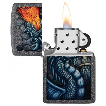 Зажигалка ZIPPO Fiery Dragon с покрытием Iron Stone, латунь/сталь, серая, матовая, 38x13x57 мм-2