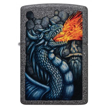 Зажигалка ZIPPO Fiery Dragon с покрытием Iron Stone, латунь/сталь, серая, матовая, 38x13x57 мм-1