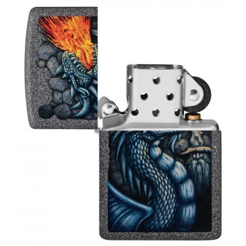 Зажигалка ZIPPO Fiery Dragon с покрытием Iron Stone, латунь/сталь, серая, матовая, 38x13x57 мм-3