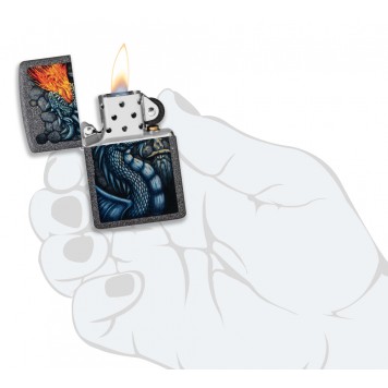 Зажигалка ZIPPO Fiery Dragon с покрытием Iron Stone, латунь/сталь, серая, матовая, 38x13x57 мм-4