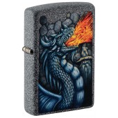 Зажигалка ZIPPO Fiery Dragon с покрытием Iron Stone, латунь/сталь, серая, матовая, 38x13x57 мм