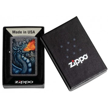 Зажигалка ZIPPO Fiery Dragon с покрытием Iron Stone, латунь/сталь, серая, матовая, 38x13x57 мм-5