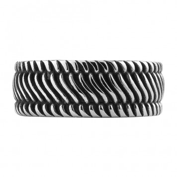 Кольцо ZIPPO Tyre Shape Ring, серебристо-чёрное, с орнаментом в форме шины, сталь, диаметр 22,3 мм-1