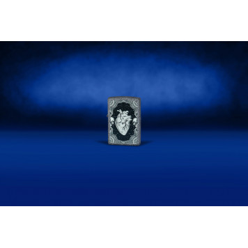 Зажигалка ZIPPO Heart Design с покрытием Iron Stone, латунь/сталь, серая, 38x13x57 мм-6