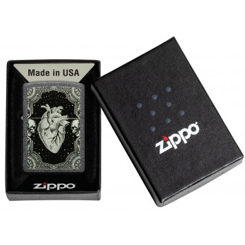 Зажигалка ZIPPO Heart Design с покрытием Iron Stone, латунь/сталь, серая, 38x13x57 мм-5