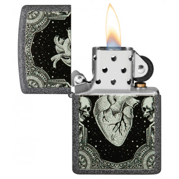 Зажигалка ZIPPO Heart Design с покрытием Iron Stone, латунь/сталь, серая, 38x13x57 мм-2