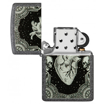 Зажигалка ZIPPO Heart Design с покрытием Iron Stone, латунь/сталь, серая, 38x13x57 мм-3