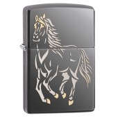 Зажигалка ZIPPO Classic с покрытием Black Ice ®, латунь/сталь, чёрная, глянцевая, 36x12x56 мм