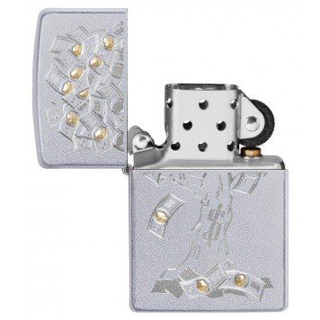 Зажигалка ZIPPO Money Tree Design с покрытием Satin Chrome, латунь/сталь, серебристая, 38x13x57 мм-5