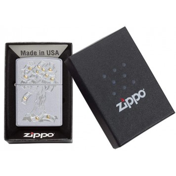 Зажигалка ZIPPO Money Tree Design с покрытием Satin Chrome, латунь/сталь, серебристая, 38x13x57 мм-4