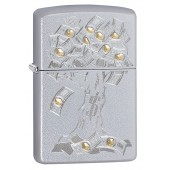 Зажигалка ZIPPO Money Tree Design с покрытием Satin Chrome, латунь/сталь, серебристая, 38x13x57 мм