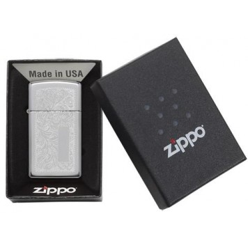 Зажигалка ZIPPO Slim® Venetian® с покрытием High Polish Chrome, латунь/сталь, 29x10x60 мм-3