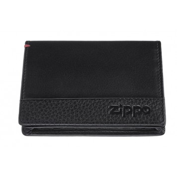 Держатель для карт ZIPPO с защитой от сканирования RFID, чёрная, натуральная кожа, 10,5×1,5×7,5 см