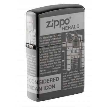 Зажигалка ZIPPO Classic с покрытием Black Ice®, латунь/сталь, чёрная, глянцевая, 38x13x57 мм