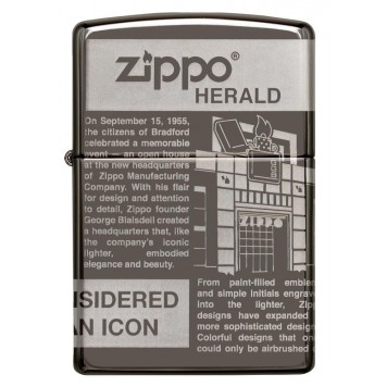 Зажигалка ZIPPO Classic с покрытием Black Ice®, латунь/сталь, чёрная, глянцевая, 38x13x57 мм-6