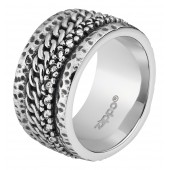 Кольцо ZIPPO, серебристое, с цепочным орнаментом, нержавеющая сталь, диаметр 21 мм