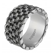 Кольцо ZIPPO, серебристое, с плетёным орнаментом, нержавеющая сталь, 1,2x0,2 см, диаметр 19,7 мм