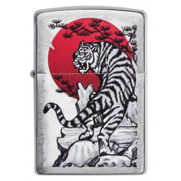 Зажигалка ZIPPO Asian Tiger с покрытием Brushed Chrome, латунь/сталь, серебристая, 38x13x57 мм-3
