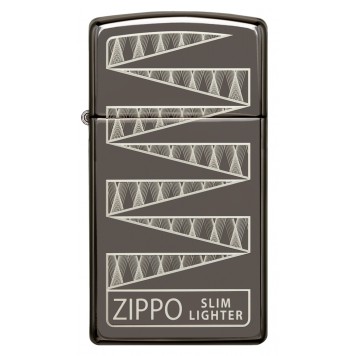 Зажигалка 65th Anniversary Zippo Slim® с покрытием Black Ice®, латунь/сталь, чёрная, 29x10x60 мм-1