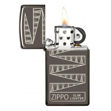 Зажигалка 65th Anniversary Zippo Slim® с покрытием Black Ice®, латунь/сталь, чёрная, 29x10x60 мм-10