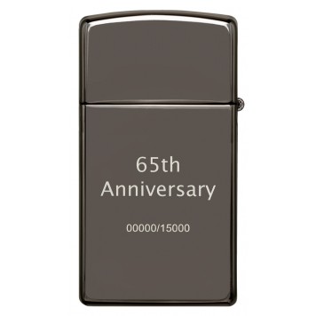 Зажигалка 65th Anniversary Zippo Slim® с покрытием Black Ice®, латунь/сталь, чёрная, 29x10x60 мм-7