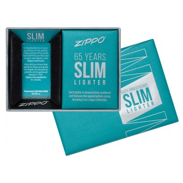 Зажигалка 65th Anniversary Zippo Slim® с покрытием Black Ice®, латунь/сталь, чёрная, 29x10x60 мм-3