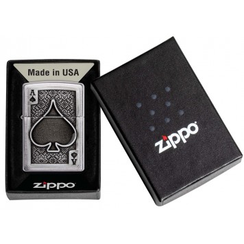 Зажигалка ZIPPO Ace Of Spades с покрытием Brushed Chrome, латунь/сталь, серебристая, 38x13x57 мм-5