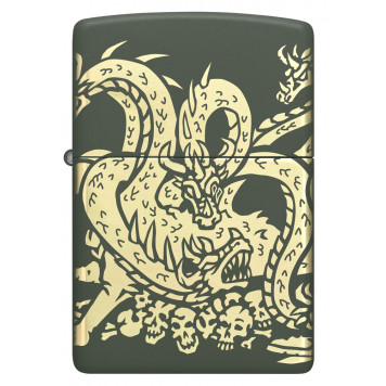 Зажигалка ZIPPO Dragon Design с покрытием Green Matte, латунь/сталь, зеленая, матовая, 38x13x57 мм-1