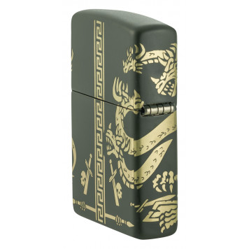 Зажигалка ZIPPO Dragon Design с покрытием Green Matte, латунь/сталь, зеленая, матовая, 38x13x57 мм-7