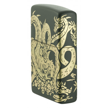 Зажигалка ZIPPO Dragon Design с покрытием Green Matte, латунь/сталь, зеленая, матовая, 38x13x57 мм-6