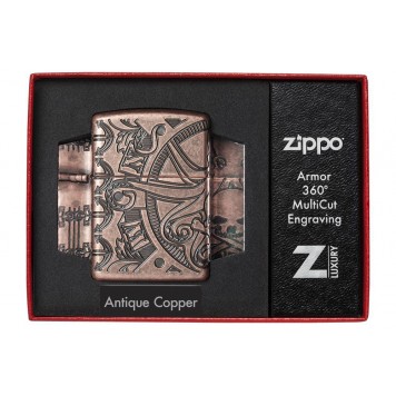 Зажигалка ZIPPO Armor™ с покрытием Antique Copper™, латунь/сталь, медная, матовая, 38x13x57 мм-9