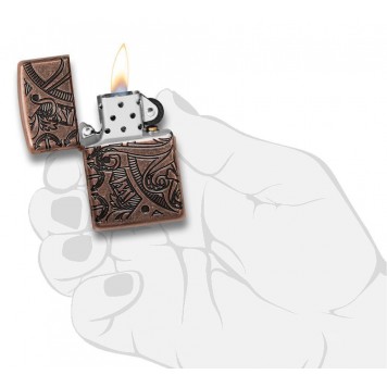 Зажигалка ZIPPO Armor™ с покрытием Antique Copper™, латунь/сталь, медная, матовая, 38x13x57 мм-8