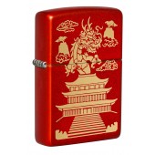 Зажигалка ZIPPO Eastern Design с покрытием Metallic Red, латунь/сталь, красная, 38x13x57 мм