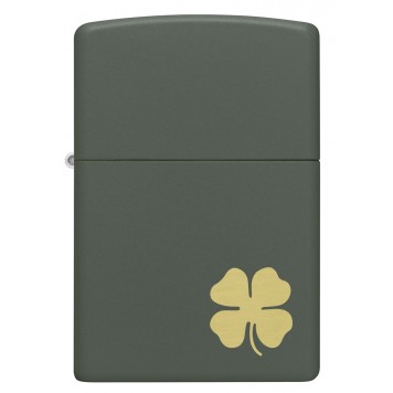 Зажигалка ZIPPO Four Leaf Clover с покрытием Green Matte, латунь/сталь, зеленая, 38x13x57 мм-1