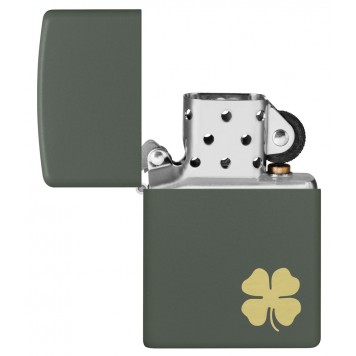 Зажигалка ZIPPO Four Leaf Clover с покрытием Green Matte, латунь/сталь, зеленая, 38x13x57 мм-3