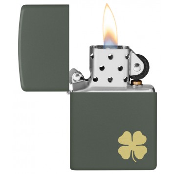 Зажигалка ZIPPO Four Leaf Clover с покрытием Green Matte, латунь/сталь, зеленая, 38x13x57 мм-2